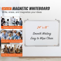 Magnettinen valkotaulu alumiinikehyksellä 457 x 610 mm mukana pyyhin ja 2 tussia