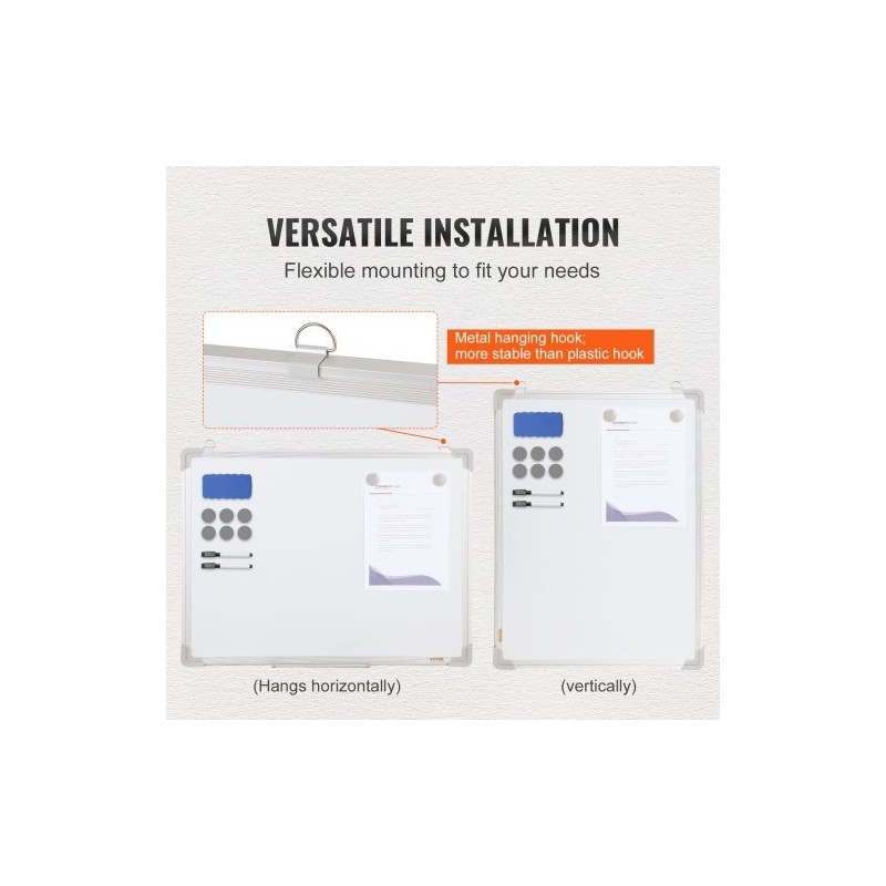 Magnettinen valkotaulu alumiinikehyksellä 457 x 610 mm mukana pyyhin ja 2 tussia