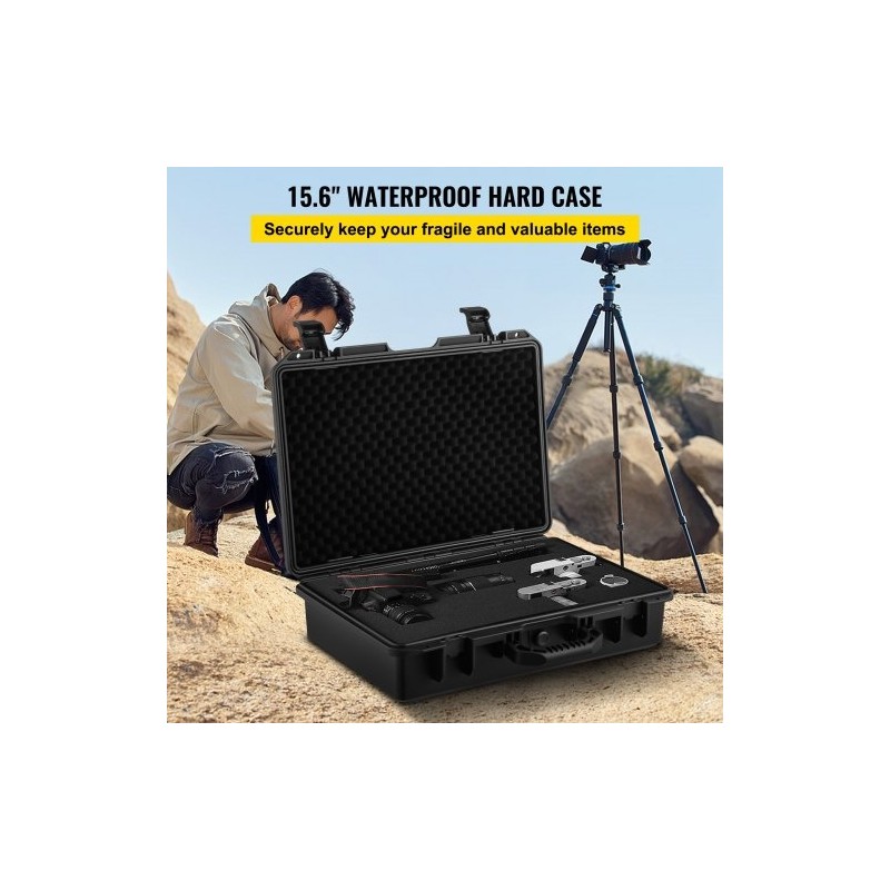 Vesitiivis polypropeeninen iskunkestävä suojakotelo 15,6 tuuman kannettavalle muokattavalla pehmusteella