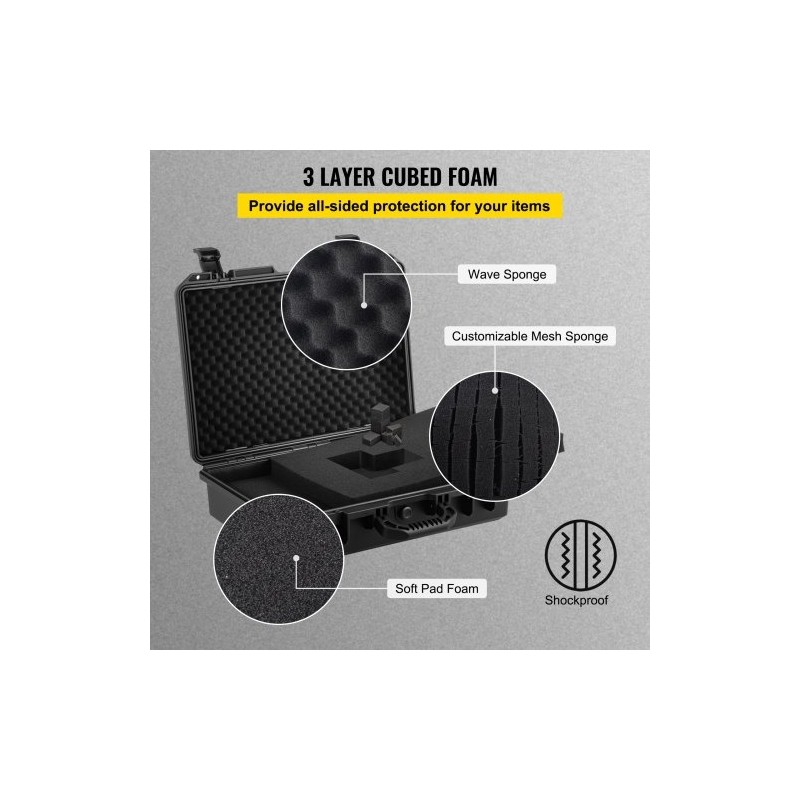 Vesitiivis polypropeeninen iskunkestävä suojakotelo 15,6 tuuman kannettavalle muokattavalla pehmusteella