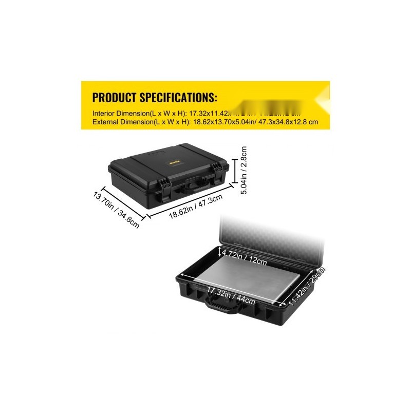 Vesitiivis polypropeeninen iskunkestävä suojakotelo 15,6 tuuman kannettavalle muokattavalla pehmusteella