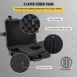 Vedenpitävä kovakotelo polypropeenikuorella muokattavalla vaahtosisuksella 46×36×13 cm 15–17 tuuman kannettaville