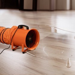 Kannettava aksiaalipuhallin teräs 30,5 senttimetriä 365 wattia 2 nopeutta 5 metrin kanavalla