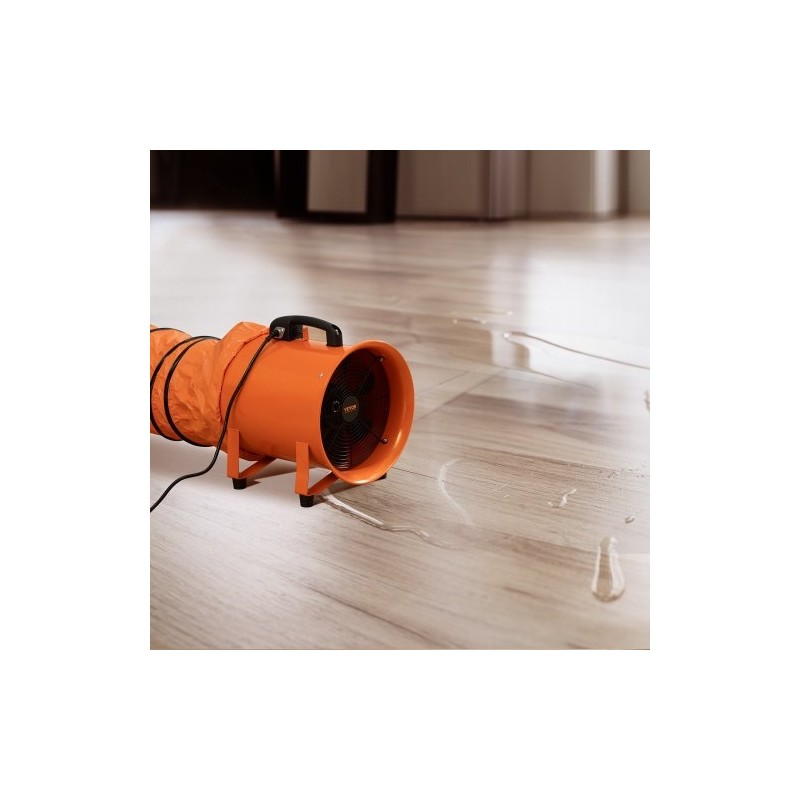 Kannettava aksiaalipuhallin teräs 30,5 senttimetriä 365 wattia 2 nopeutta 5 metrin kanavalla