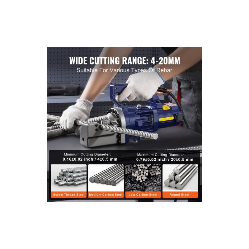 Hydraulinen sähkökäyttöinen raudoitusleikkuri 1000W 4–20 mm RC-20