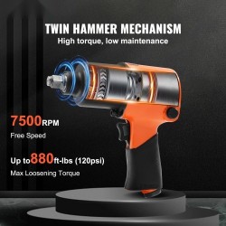 Paineilmakäyttöinen iskumutterinväännin puoli tuuman neliökiinnitys alumiinirunkoinen kevyt ja ergonominen autohuoltoon