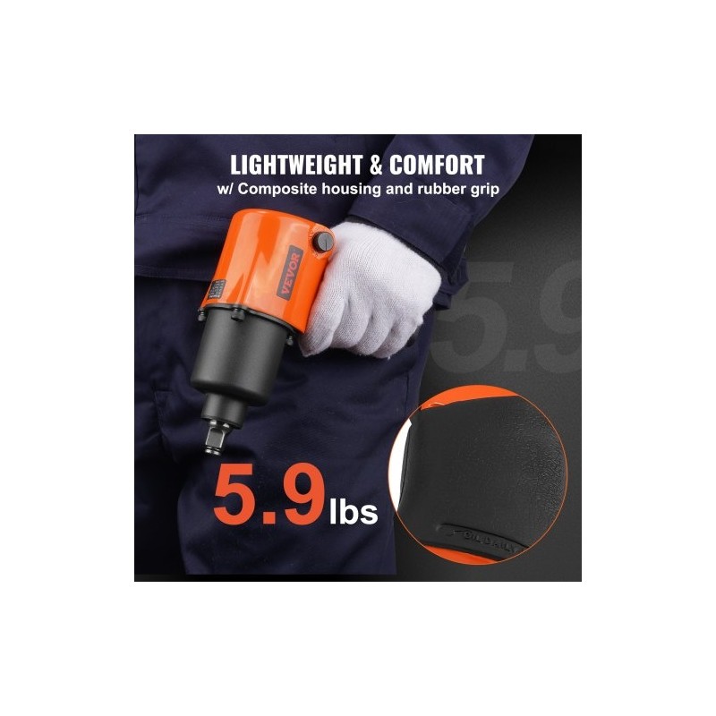 Paineilmakäyttöinen iskumutterinväännin puoli tuuman neliökiinnitys alumiinirunkoinen kevyt ja ergonominen autohuoltoon