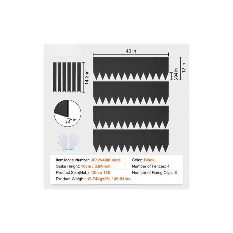 Teräsreunus galvanoitu 4 kpl 40x12 tuumaa taivutettava puutarhaan 6 klipsiä