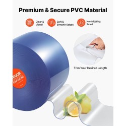 Läpinäkyvä PVC liuskaverhorulla 30,48 m 30,5 cm leveät liuskat 3 mm