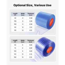Läpinäkyvä PVC liuskaverhorulla 30,48 m 30,5 cm leveät liuskat 3 mm