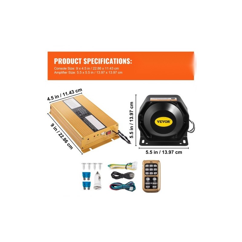 Sireenijärjestelmä ajoneuvoon 400W 2 torvea 8 äänitilaa 12V