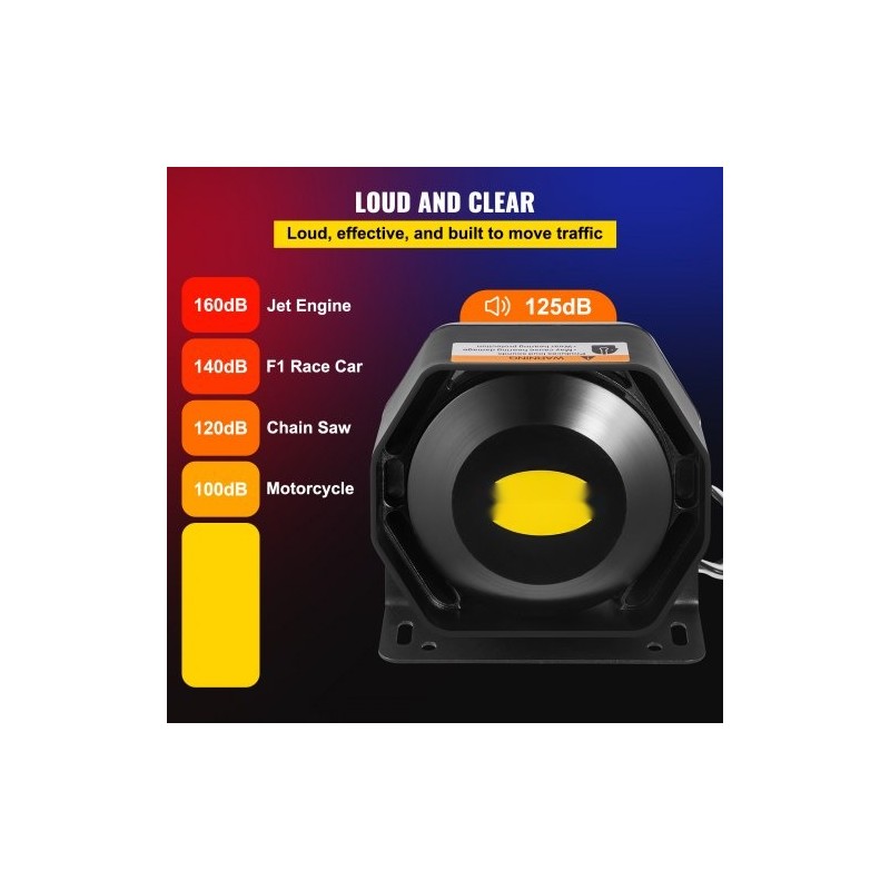 Hätävaroitussarja 200W 12V muovikotelo 125 dB 9 ääntä käsimikrofoni ajoneuvoihin
