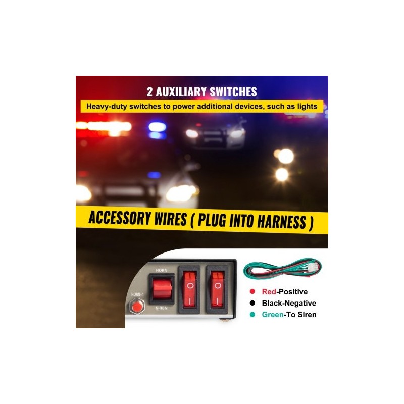 Hätävaroitussarja 200W 12V muovikotelo 125 dB 9 ääntä käsimikrofoni ajoneuvoihin