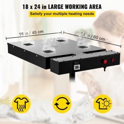 Silkkipainon pikakuivain teräsrunkoinen 45x60 cm 2000 wattia lämpötilanäytöllä