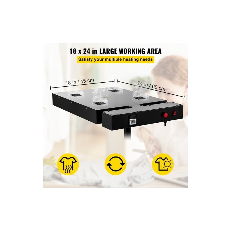 Silkkipainon pikakuivain teräsrunkoinen 45x60 cm 2000 wattia lämpötilanäytöllä