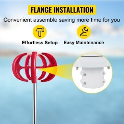 Pystysuuntainen lyhtymallinen tuuliturbiini 12 volttia 400 wattia 5 nailonkuitulavaa lataussäätimellä punainen