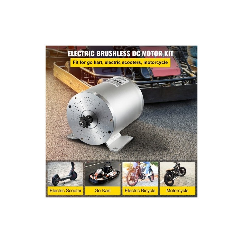 Harjaton tasavirtamoottoripaketti 48 V 2000 W ohjaimella ja kiinnityskannakkeella