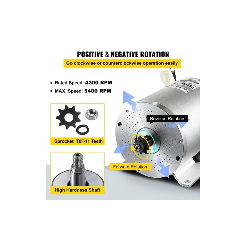 Harjaton tasavirtamoottoripaketti 48 V 2000 W ohjaimella ja kiinnityskannakkeella