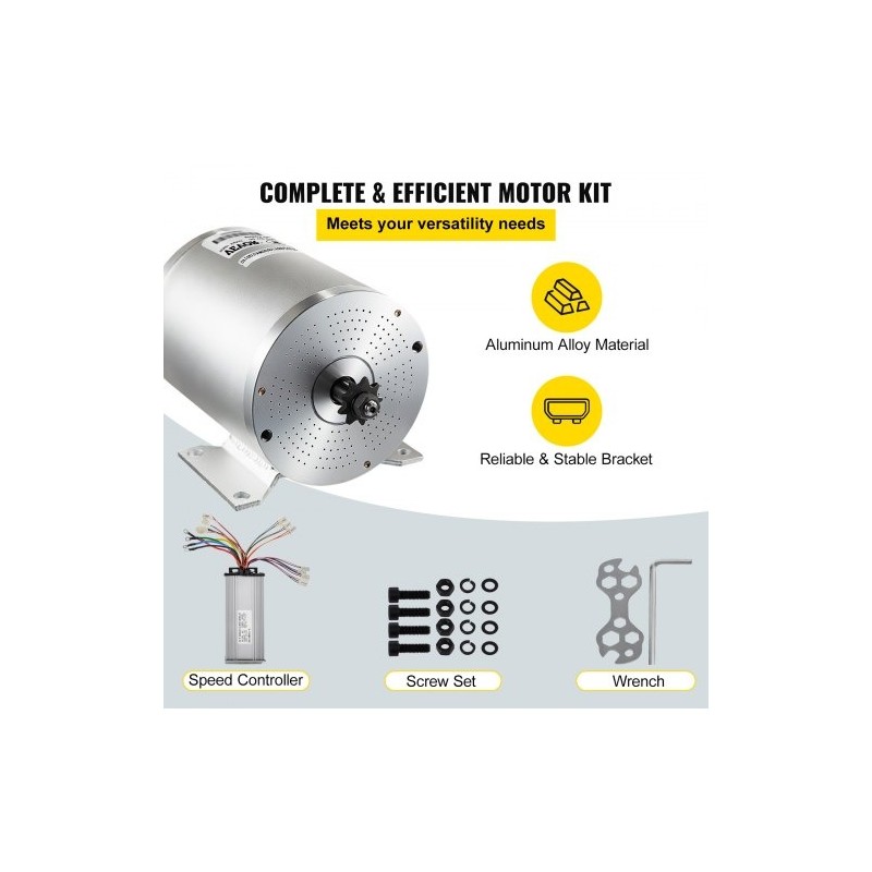 Harjaton tasavirtamoottoripaketti 48 V 2000 W ohjaimella ja kiinnityskannakkeella