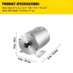 Harjaton tasavirtamoottoripaketti 48 V 2000 W ohjaimella ja kiinnityskannakkeella