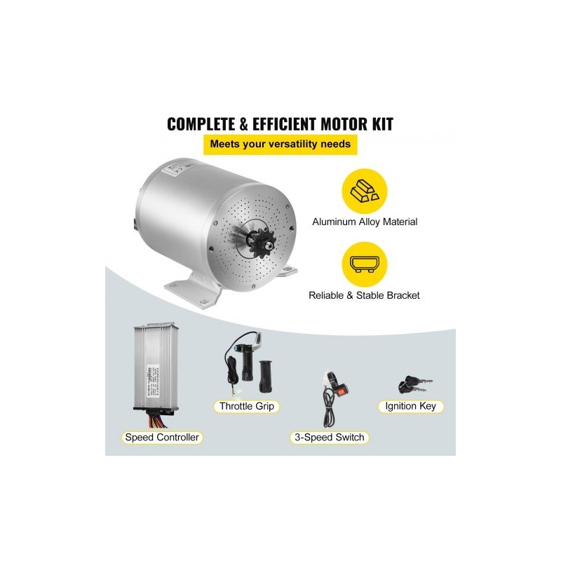 Harjaton tasavirtamoottoripaketti 48V 2000W nimellisnopeus 4300 34A-ohjaimella LCD-kaasukahvalla