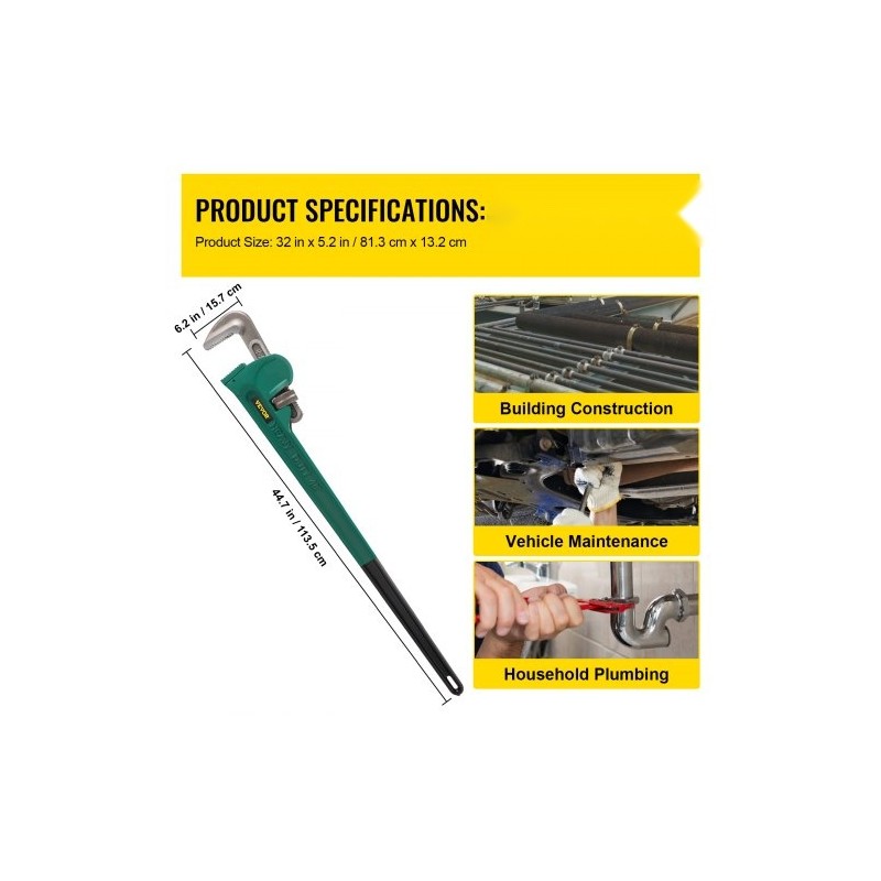 Putkiavain valuteräksinen 48 tuumaa I-palkkivarsi 110 mm leuankapasiteetti