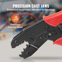 Räikkäpihdit 0,5–6 mm² lämpökutisteliittimille, nylonliittimille ja holkkoliittimille räikemekanismilla korkeakovuus-terästä