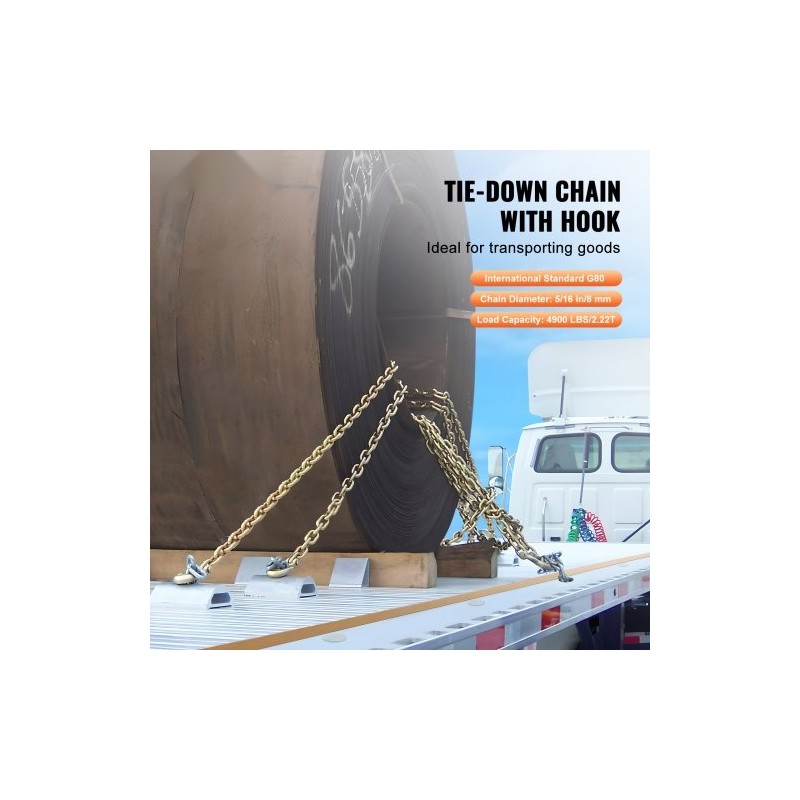 Kuljetussidontaketju G80-luokan 8 mm 316 cm 2,22 t haarukkakoukuilla