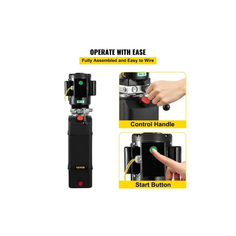 Hydraulinen yksivaiheinen yksitoiminen sähköpumppu 15 litran muovisäiliöllä autonostimiin 208–230 volttia