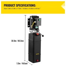 Hydraulinen yksivaiheinen yksitoiminen sähköpumppu 15 litran muovisäiliöllä autonostimiin 208–230 volttia