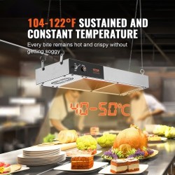 Ranskanperunoiden lämpölamppu 750 watin teho 304-ruostumaton teräs 40–50 asteen pihdeillä