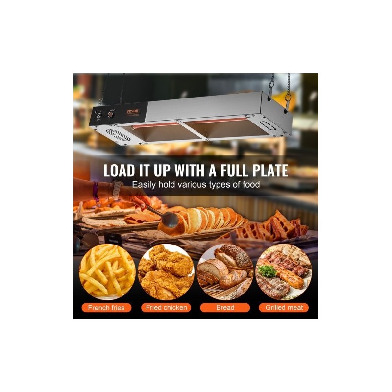 Ranskanperunoiden lämpölamppu 750 watin teho 304-ruostumaton teräs 40–50 asteen pihdeillä