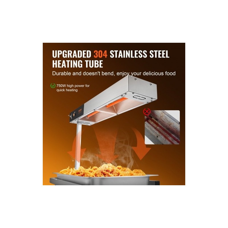 Pöytämallinen ranskanperunoiden lämpölaite 304-ruostumatonta terästä 750 W 40-50 °C