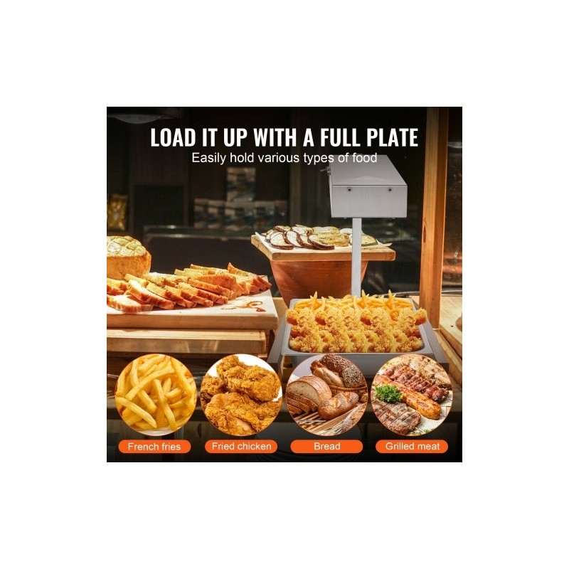 Pöytämallinen ranskanperunoiden lämpölaite 304-ruostumatonta terästä 750 W 40-50 °C