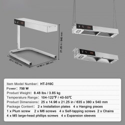 Pöytämallinen ranskanperunoiden lämpölaite 304-ruostumatonta terästä 750 W 40-50 °C