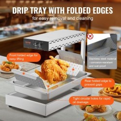 Lämpölamppu ranskanperunoille ruostumatonta terästä 750 watin teho 40–50 celsiusastetta pöytämalli