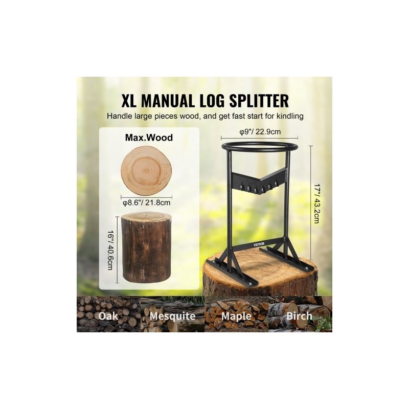 Manuaalinen XL puunkatkaisija jauhemaalattu teräsrunko V-muotoinen terä 21,8 cm