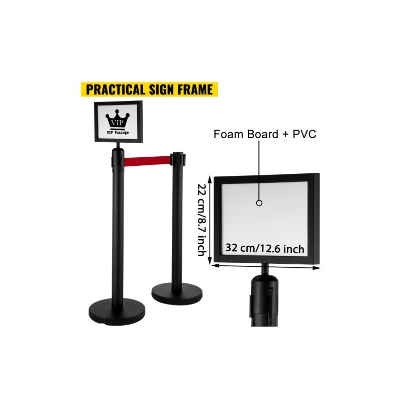 Jononohjaustolpat ruostumattomasta teräksestä 4 kpl musta 90 cm 2 m nauha opastekehys