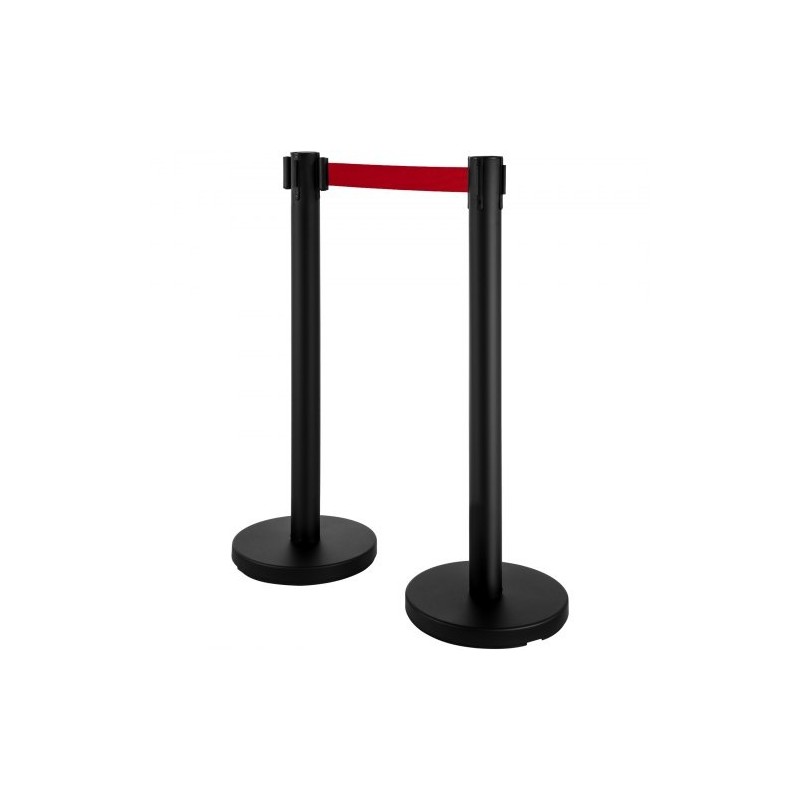 Jononohjaustolpat ruostumattomasta teräksestä 4 kpl musta 90 cm 2 m nauha opastekehys