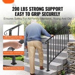 Taottu rautakaide säädettävä 3–4 portaalle mattamusta ulkokäyttöön