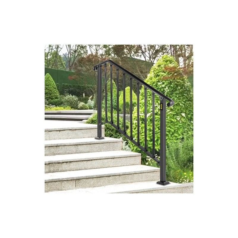 Taottu rautakaide säädettävä 3–4 portaalle mattamusta ulkokäyttöön