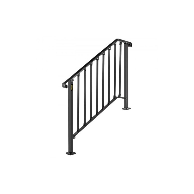 Taottu rautakaide säädettävä 3–4 portaalle mattamusta ulkokäyttöön