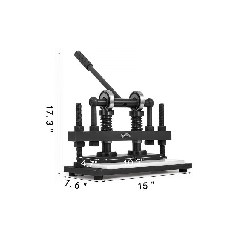 Manuaalinen nahkaleikkuri ja prässikone mangaaniterästä 260 x 120 mm enintään 10 mm
