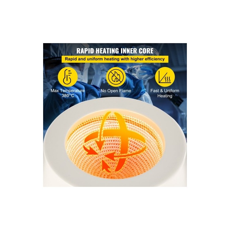 Lämmityskuori magneettisekoittimella 2000 ml pyöreäpohjaisille keittopulloille digitaalinen lämpötilansäätö 600 watin teho