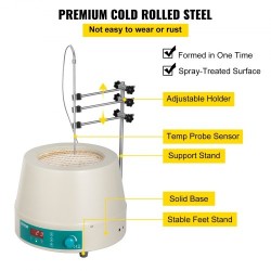 Lämmityskuori magneettisekoittimella 2000 ml pyöreäpohjaisille keittopulloille digitaalinen lämpötilansäätö 600 watin teho