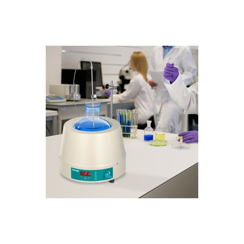 Lämmityskuori magneettisekoittimella 2000 ml pyöreäpohjaisille keittopulloille digitaalinen lämpötilansäätö 600 watin teho