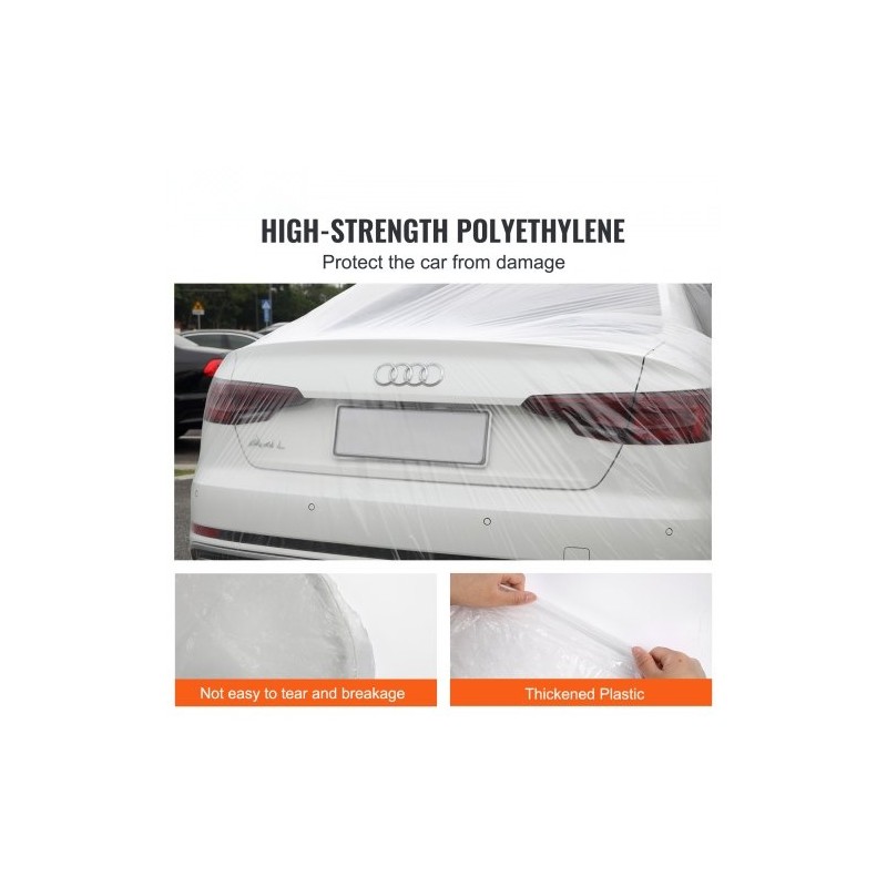 Auton kertakäyttöinen läpinäkyvä suojapeite matalatiheyksinen polyeteenimuovi 3,8 x 6,6 m 10 kpl