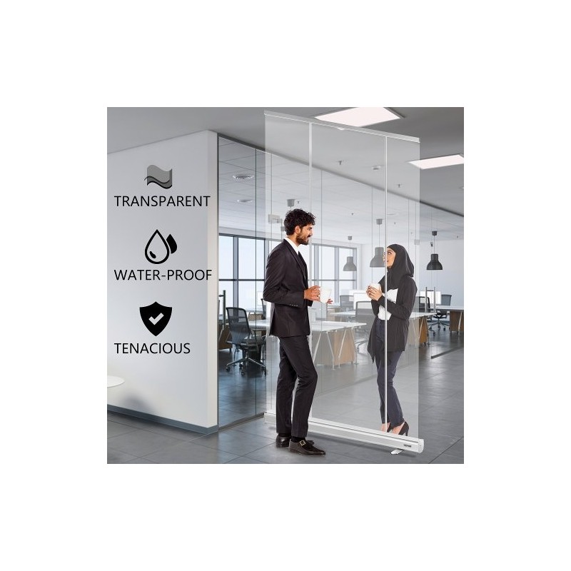 Lattialla seisova rullattava suojaseinä PET-kalvo alumiinijalusta 121x200 cm