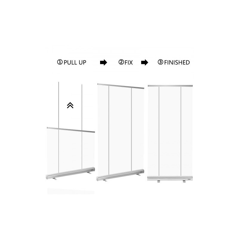 Lattialla seisova rullattava suojaseinä PET-kalvo alumiinijalusta 121x200 cm