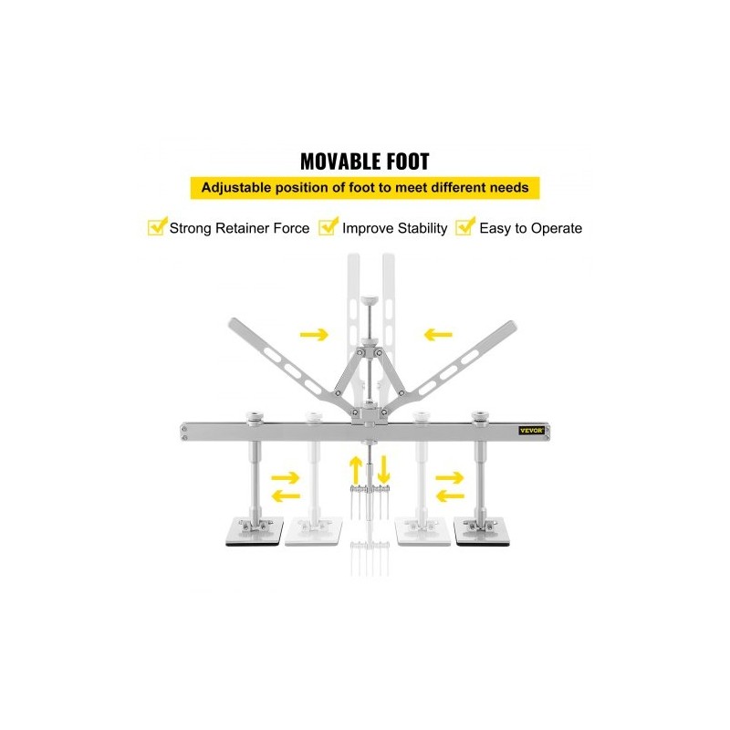Lommonoitinvipu alumiiniseosta 110 cm kaksivartinen autokorin oikaisuun säädettävillä tukijaloilla